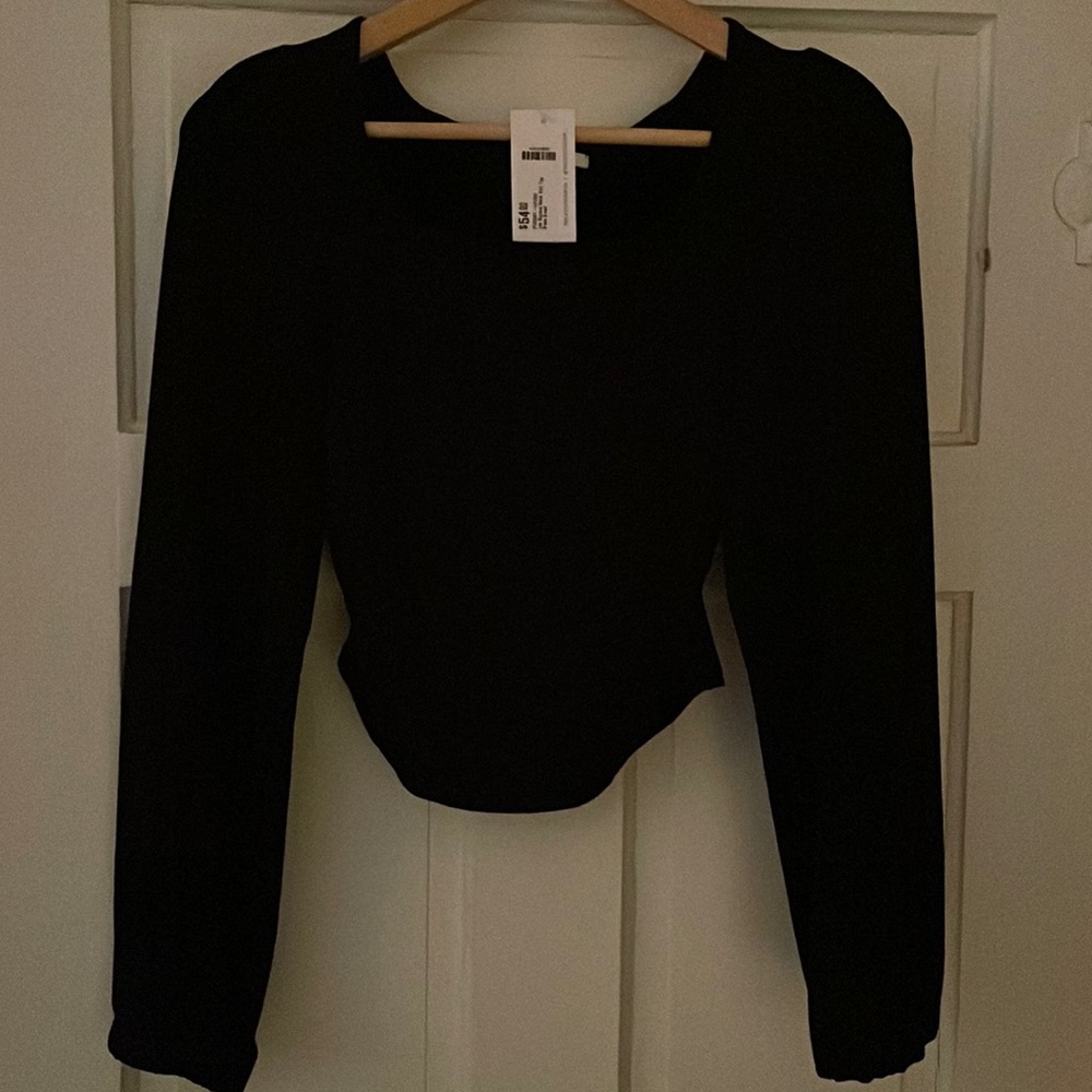 Crescent small open back black top